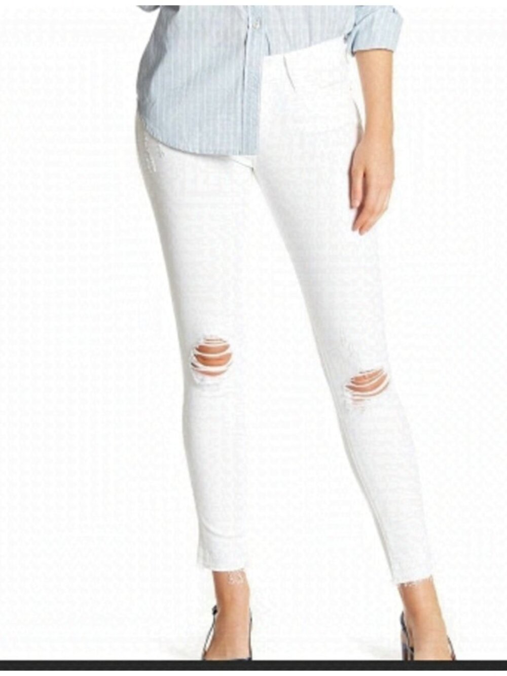 𝅺frame Le Skinny de Jeanne white distressed Crop size 26
